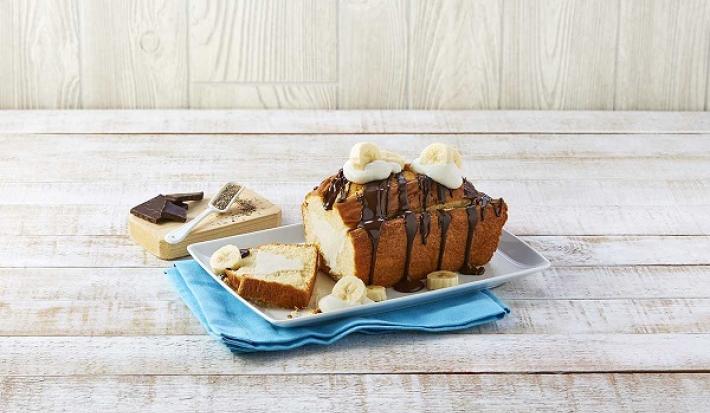 Panque de plátano con helado de cardamomo