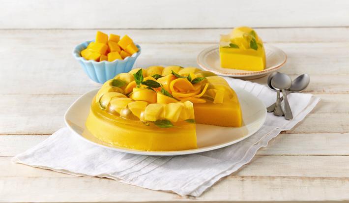 Gelatina de mango y albahaca