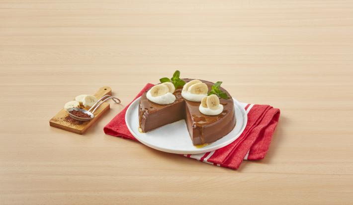 Flan de choco plátano
