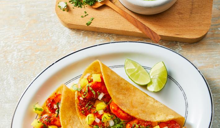 Tacos de camarón al pastor