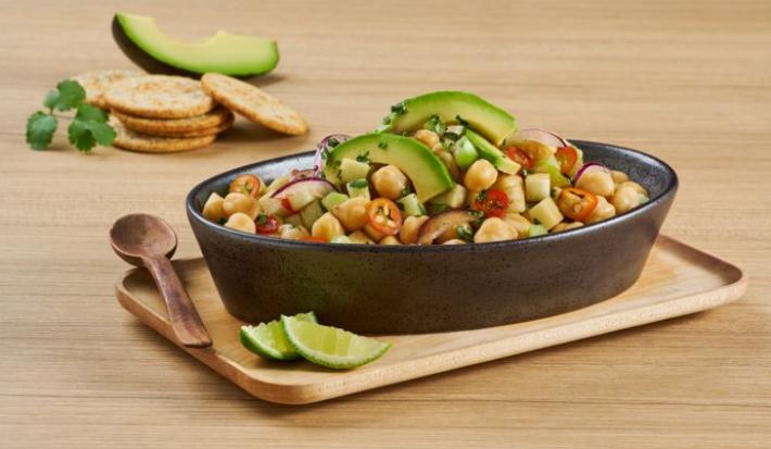 Ceviche verde de garbanzo