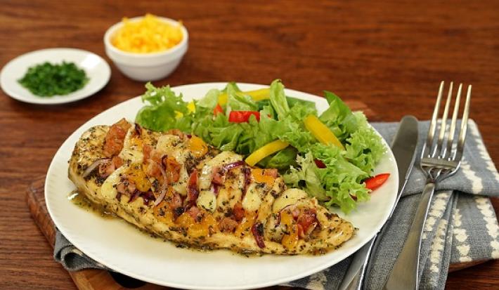 Abanico de pollo con papa y queso
