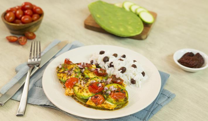 Nopal con calabazas y queso