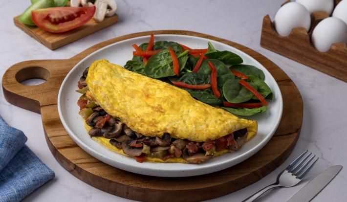 Omelette de Champiñones, Tomate y Queso