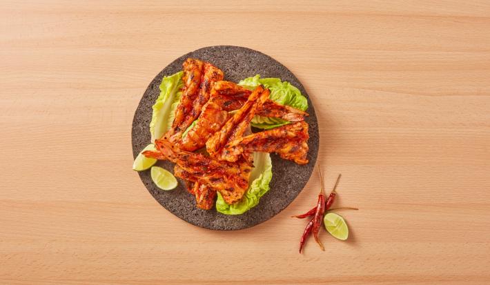 Camarones fuego al asador