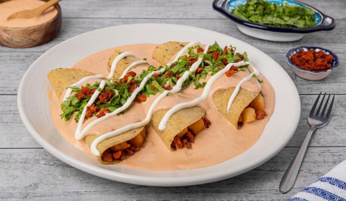 Enfrijoladas de Papa con Chorizo