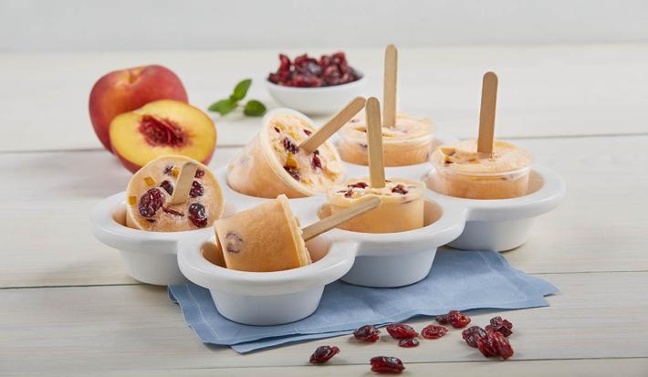 Paletas de durazno y arándano