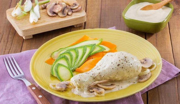 pollo en salsa de champiñones
