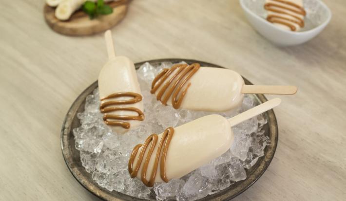 Paletas de plátano con dulce de leche Paletas de plátano con dulce de leche