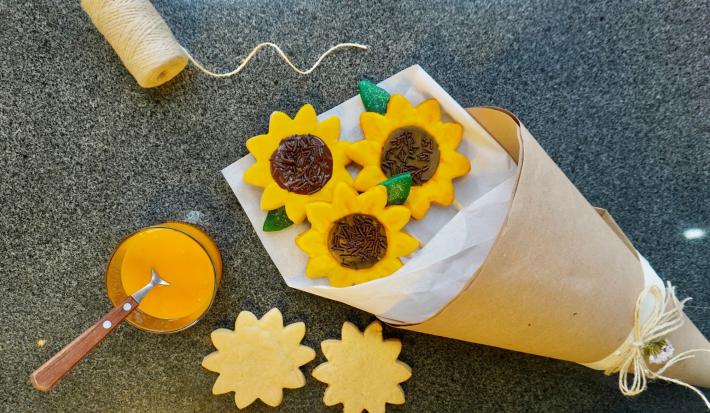 Ramo de Galletas de Flores Amarillas