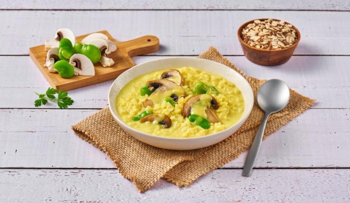 Arroz Cremoso con Champiñones y Habas