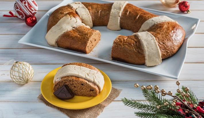 Rosca de Reyes de Chocolate con Mazapán