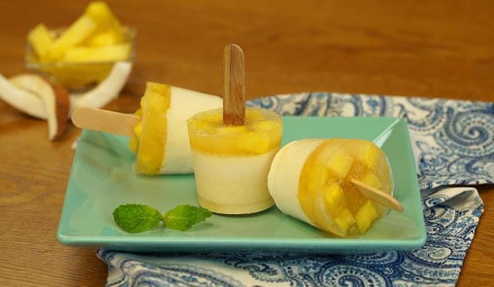 Paletas heladas de piña colada Paletas heladas de piña colada