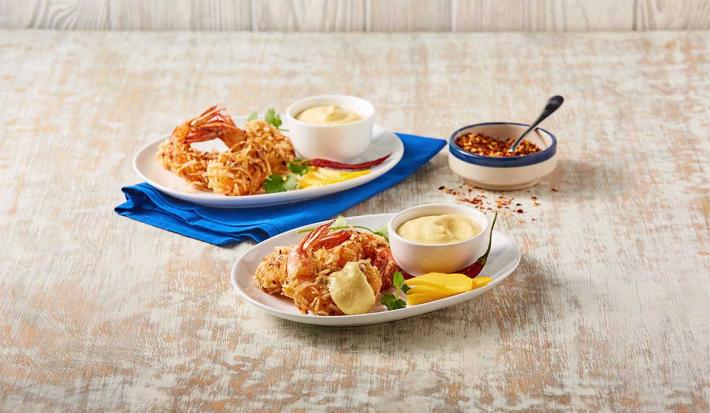 Camarones con dip de mango