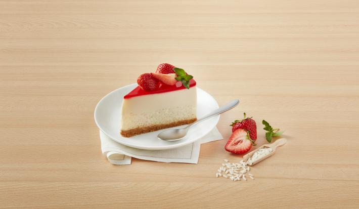 Tarta de arroz con leche y fresas
