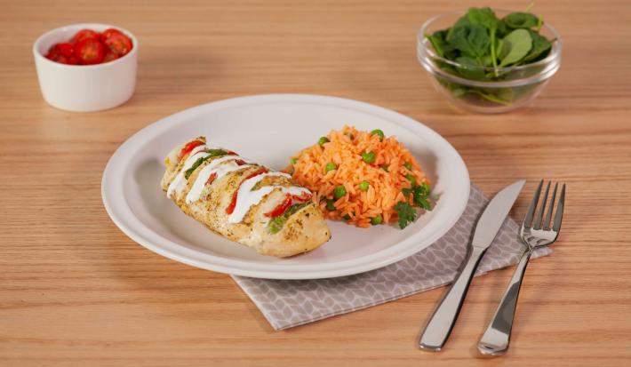 Abanico de pollo con papas y jitomate