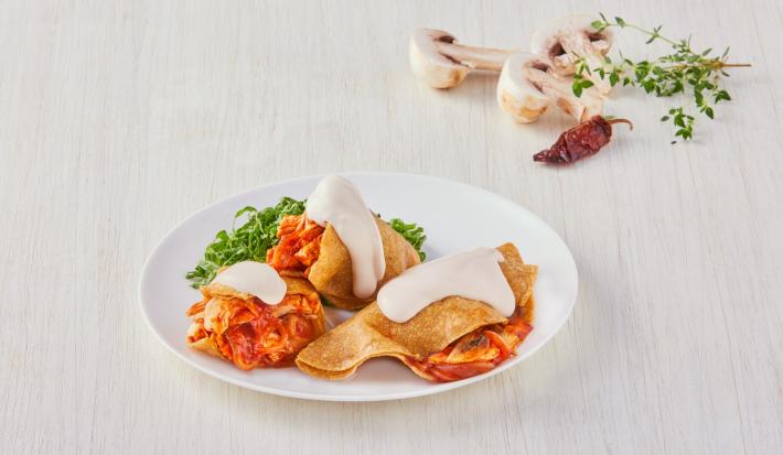 Quesadillas de tinga con champiñones